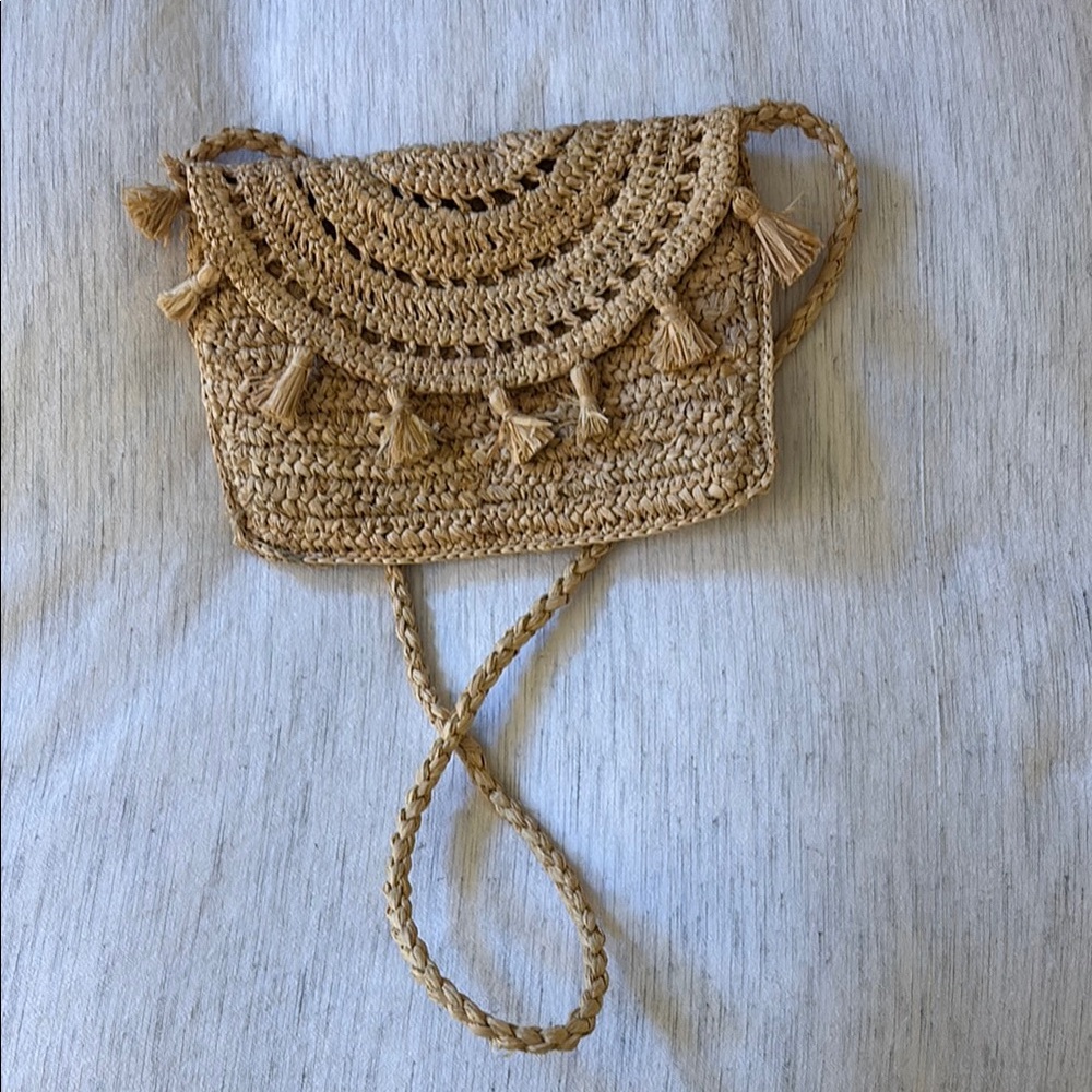 Faherty Brand Raffia Tassel Clutch- Crossbody Bag